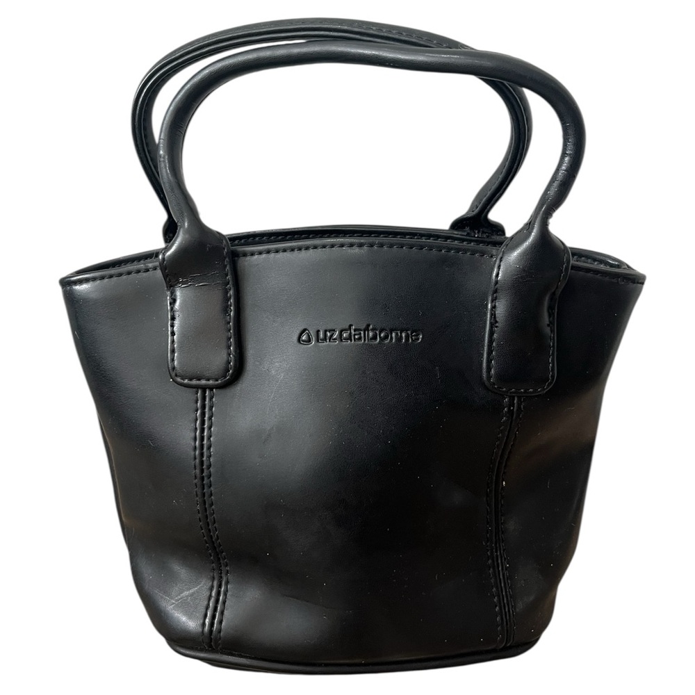 Vintage Liz‎ Claiborne purse mini tote bag Black Leather Y2K  6” X 5.5”
M